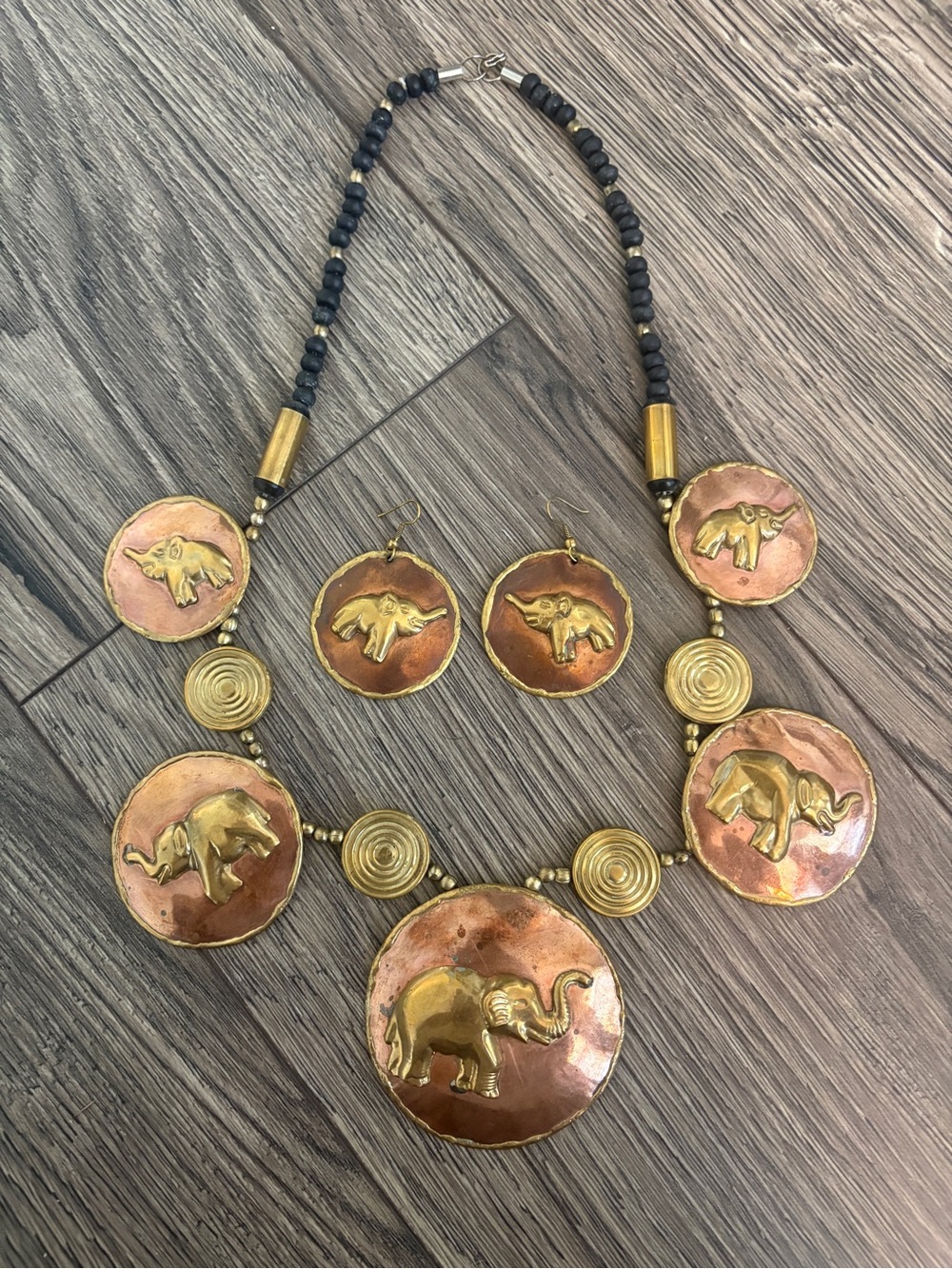 Vintage Tribal Artisan Necklace and Earrings